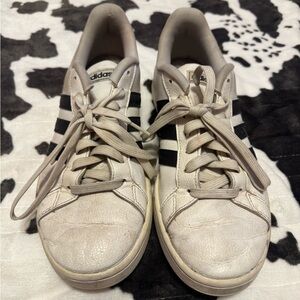 Adidas Classic White Sneakers with Black Stripes